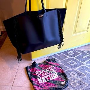 Two Victoria Secret Totes | fringe | sequins
